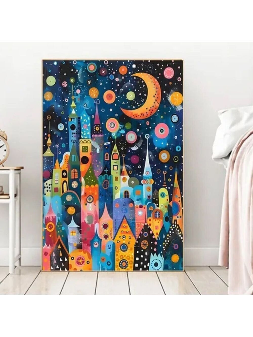 Whimsical Abstract Colorful Cityscape Canvas Print Wall Art